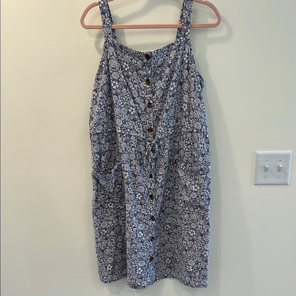 Blue and White Spaghetti Strap Midi Sundress